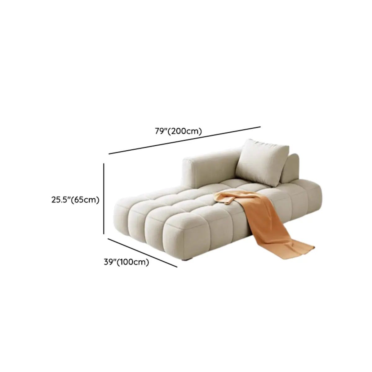 Beige Large Rectangular Foam Upholstered Left-Arm Chaise 