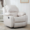 Beige Leather Adjustable Wood Lounge Recliner Chair Image - 10