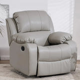 Beige Leather Adjustable Wood Lounge Recliner Chair Image - 11