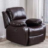 Beige Leather Adjustable Wood Lounge Recliner Chair Image - 2