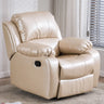 Beige Leather Adjustable Wood Lounge Recliner Chair Image - 3