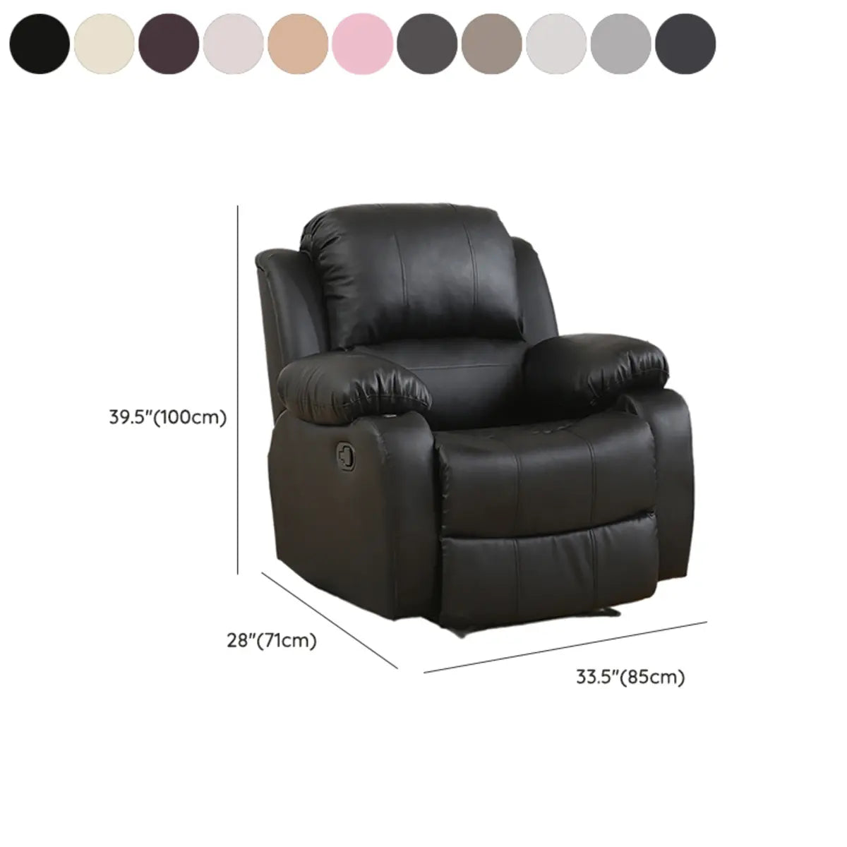 Beige Leather Adjustable Wood Lounge Recliner Chair 