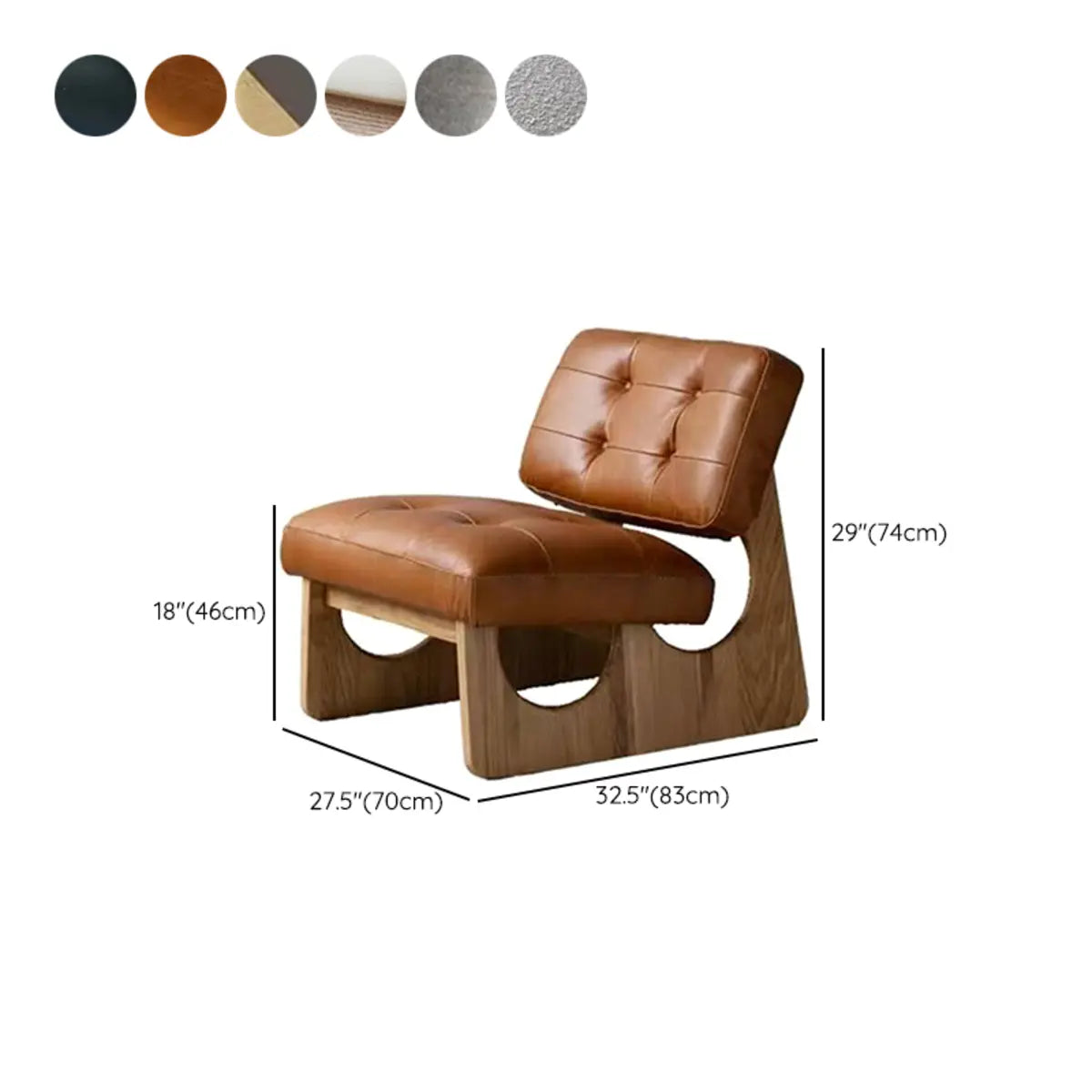 Beige Leather Biscuit Back Light Wood Sled Side Chair 