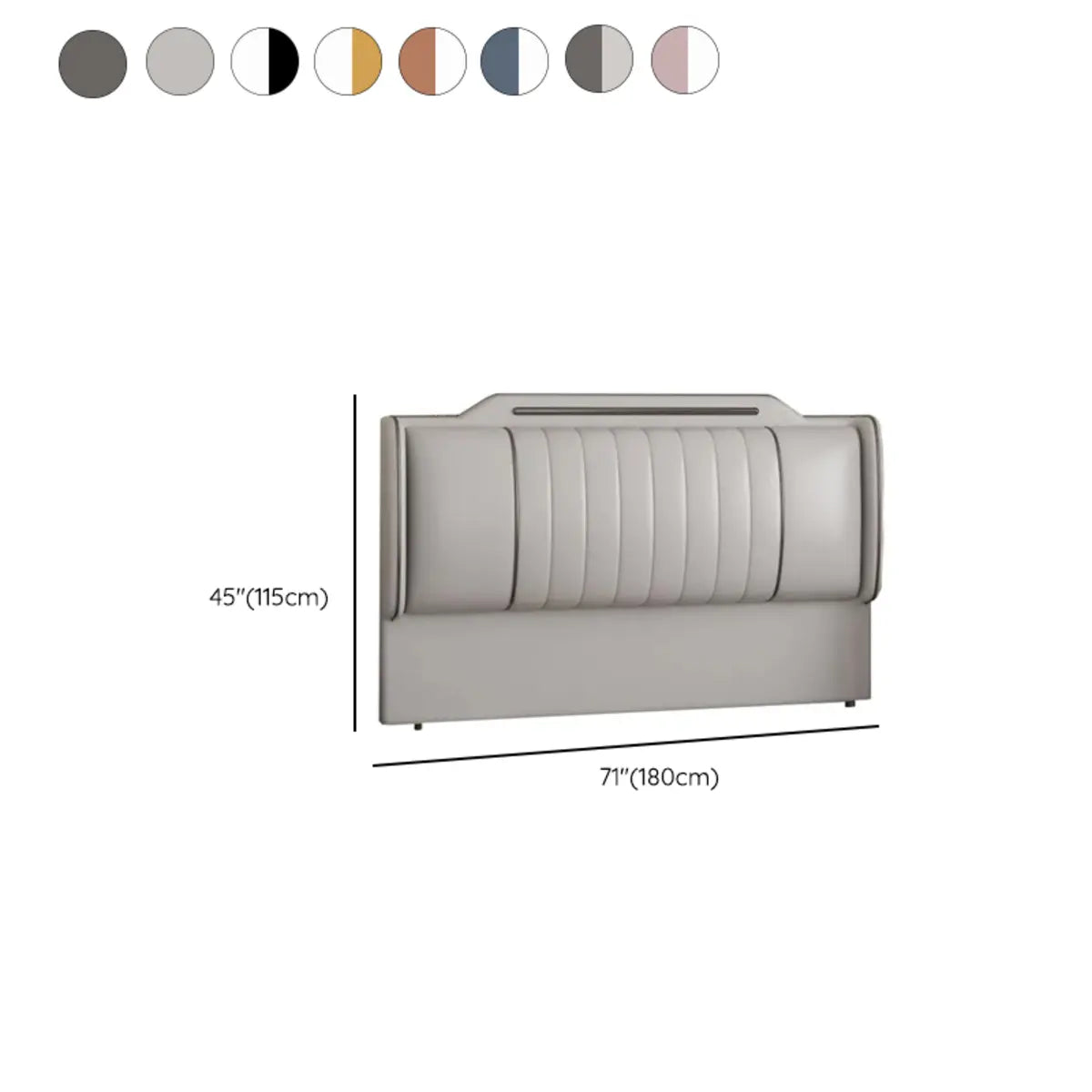 Beige Leather Rectangle Upholstered Headboard with Legs Image - 19