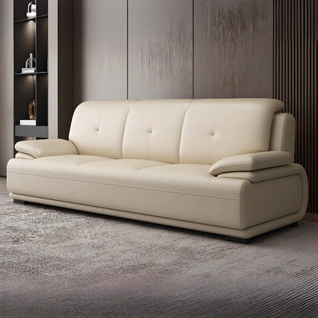 Beige Leather Sponge Sofa Set for Reception Area Image - 2