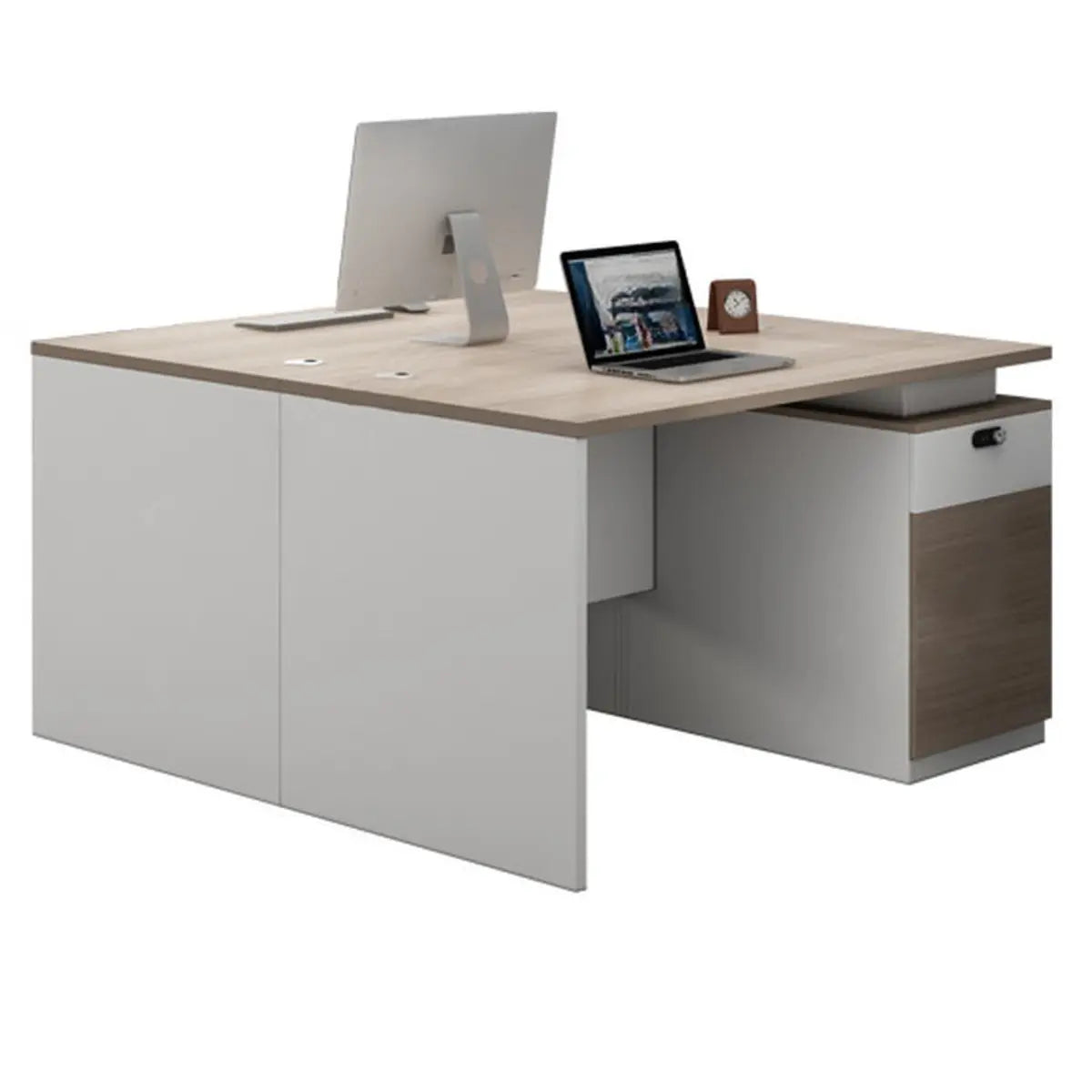 Beige Manufactured Wood Drawers Cabinet Computer Desk Image - 3