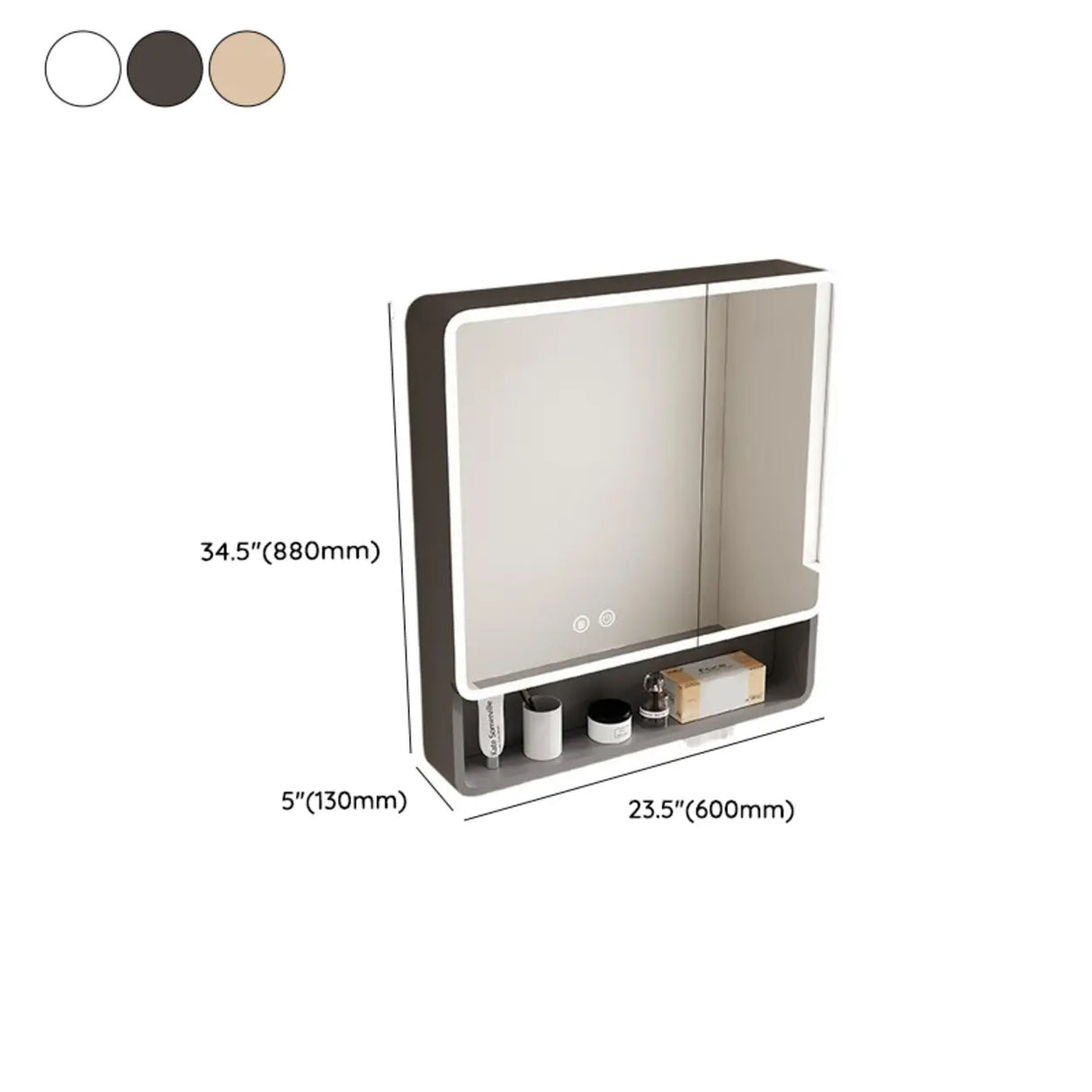 Beige Medium Multi-Shelf Aluminum Frameless Cabinet Image - 21