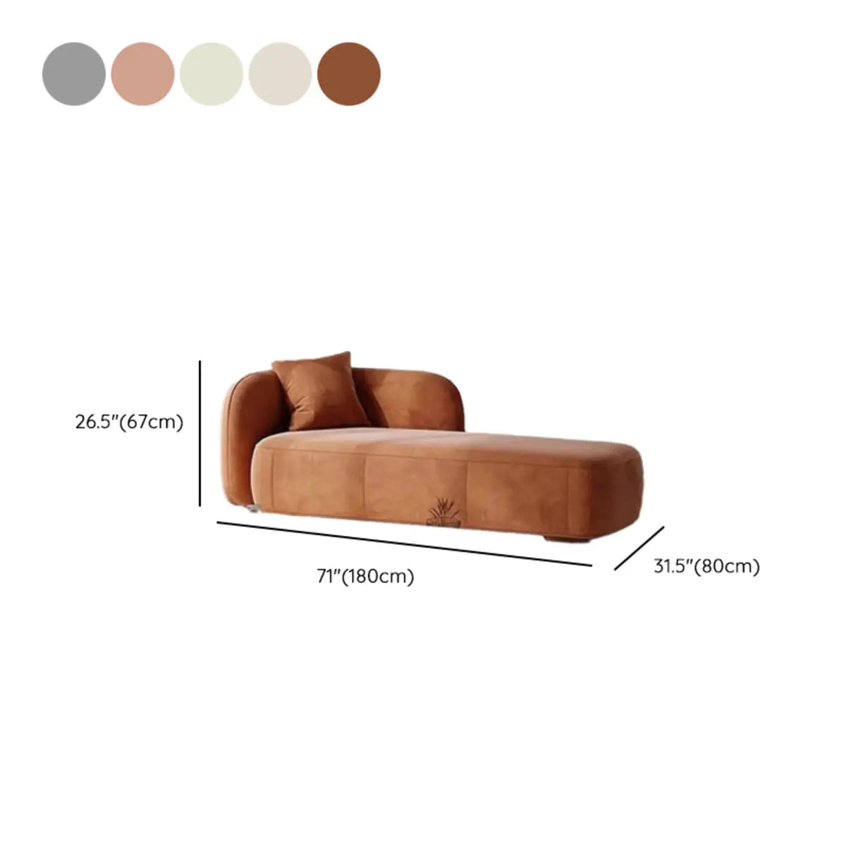 Beige Medium Rectangle Fabric Chaise Lounge with Pillow Image - 11