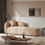 Beige Medium Rectangle Fabric Chaise Lounge with Pillow Image - 5