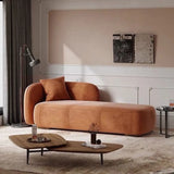 Beige Medium Rectangle Fabric Chaise Lounge with Pillow Image - 7