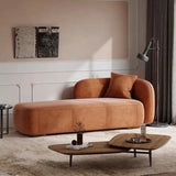 Beige Medium Rectangle Fabric Chaise Lounge with Pillow Image - 8