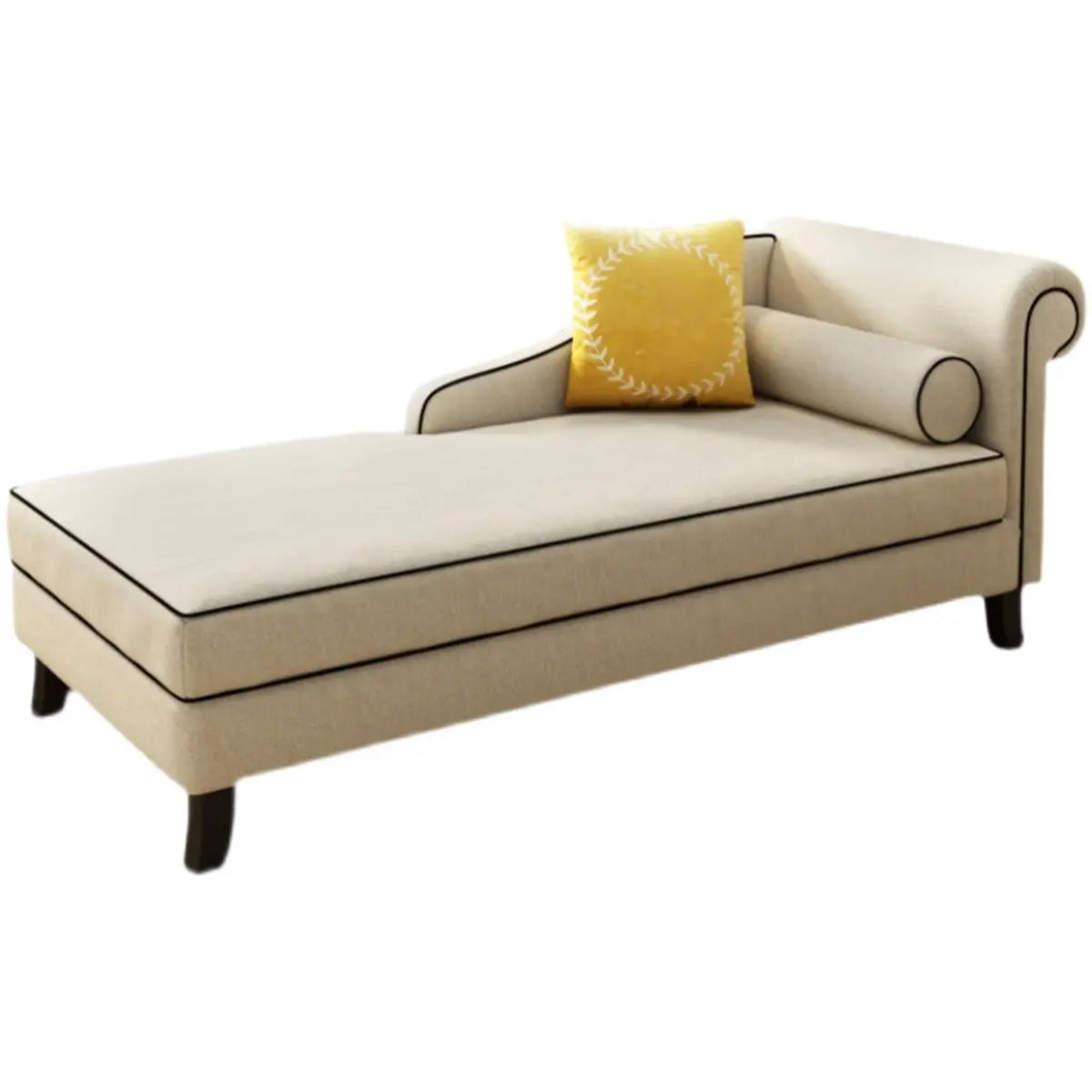 Beige Medium Rectangle Fabric Pillow Chaise Lounge Image - 1