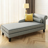 Beige Medium Rectangle Fabric Pillow Chaise Lounge Image - 5