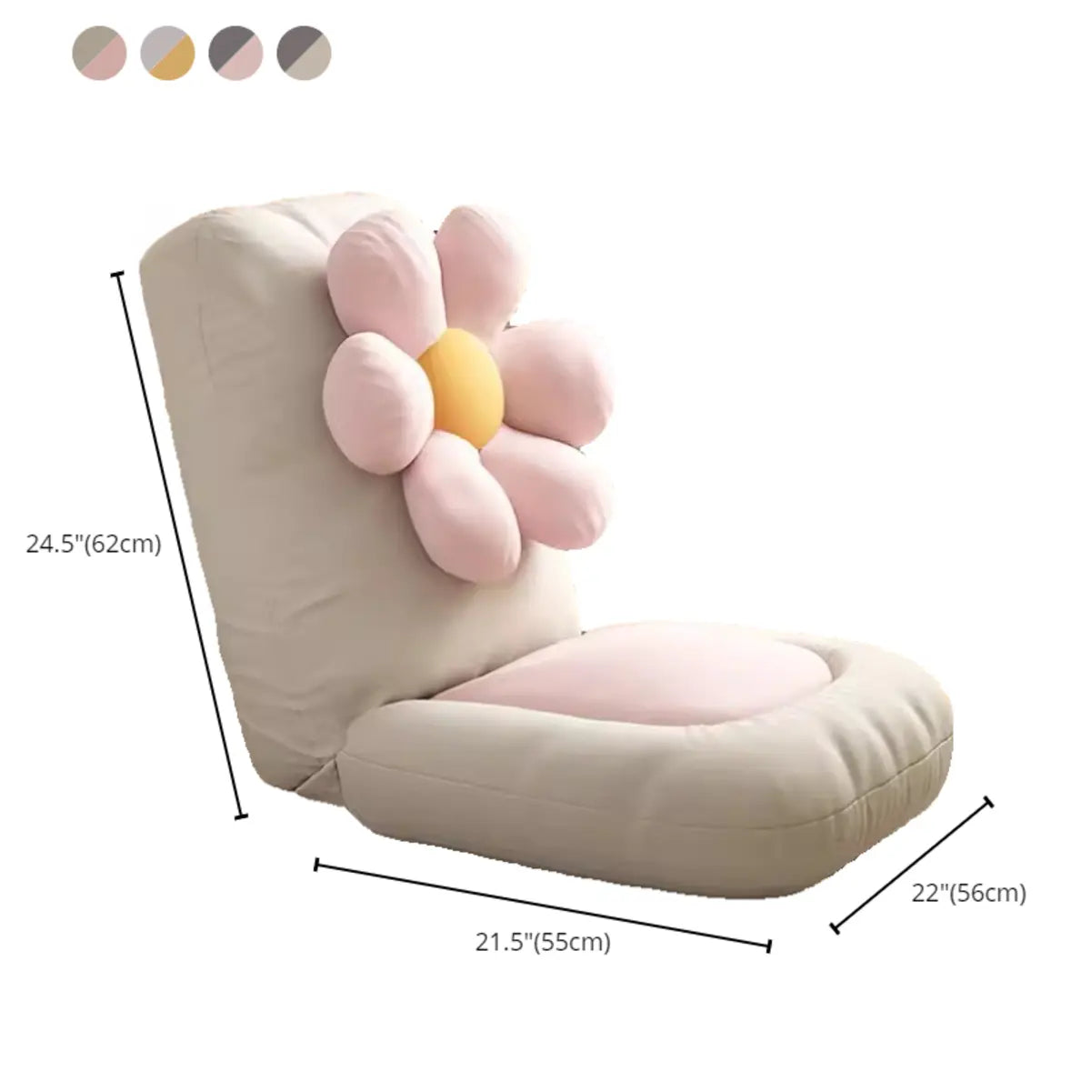 Beige Medium Square Plush Removable Cover Bean Bag Chair Image - 29