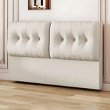 Beige Microfiber Leather Tufted Upholstered Headboard Image - 1