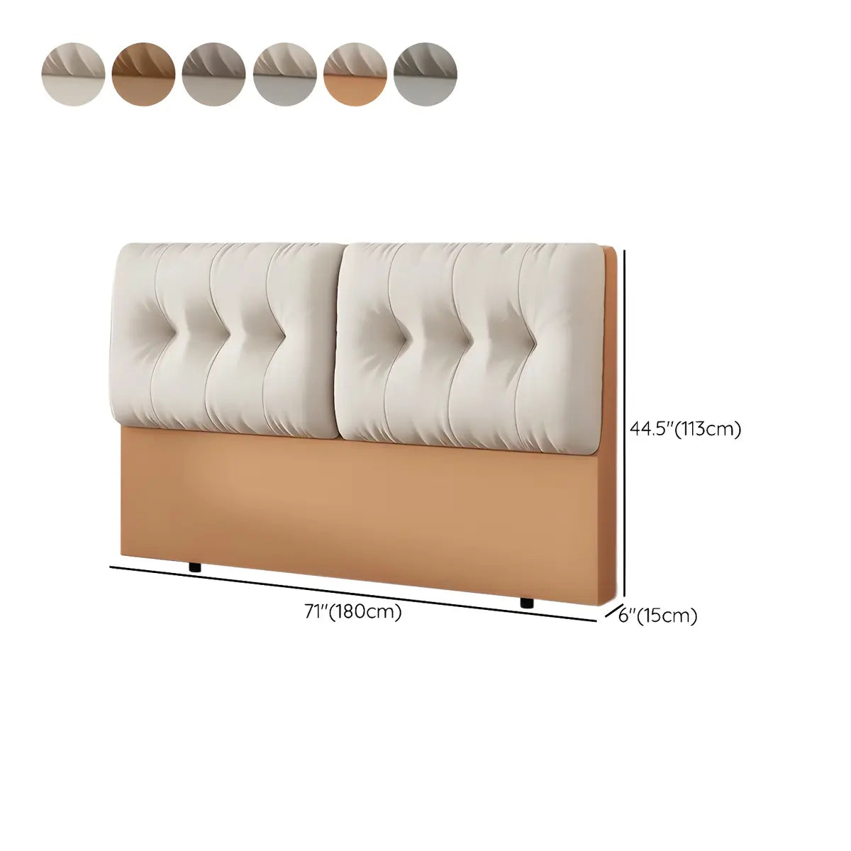 Beige Microfiber Leather Tufted Upholstered Headboard Image - 14