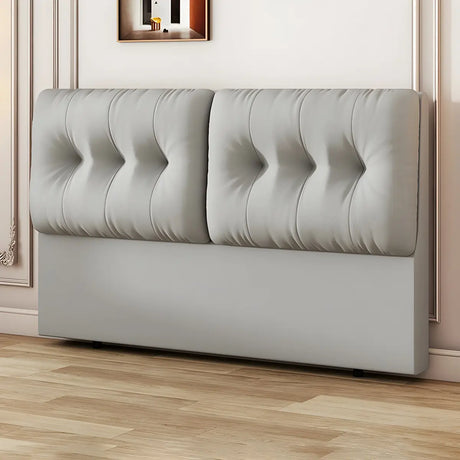 Beige Microfiber Leather Tufted Upholstered Headboard Image - 2