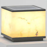 Beige Minimalist Square Ceramic Outdoor Table Lamp Image - 10