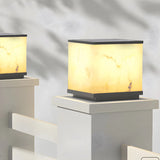 Beige Minimalist Square Ceramic Outdoor Table Lamp Image - 13