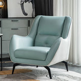 Beige-Mint Green Stain Resistant Fixed Back Arm Chair Image - 1