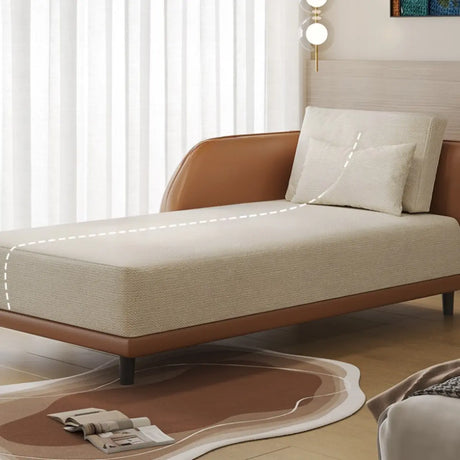 Beige Modern Fabric Reclining Chaise Lounge with Pillow Image - 1