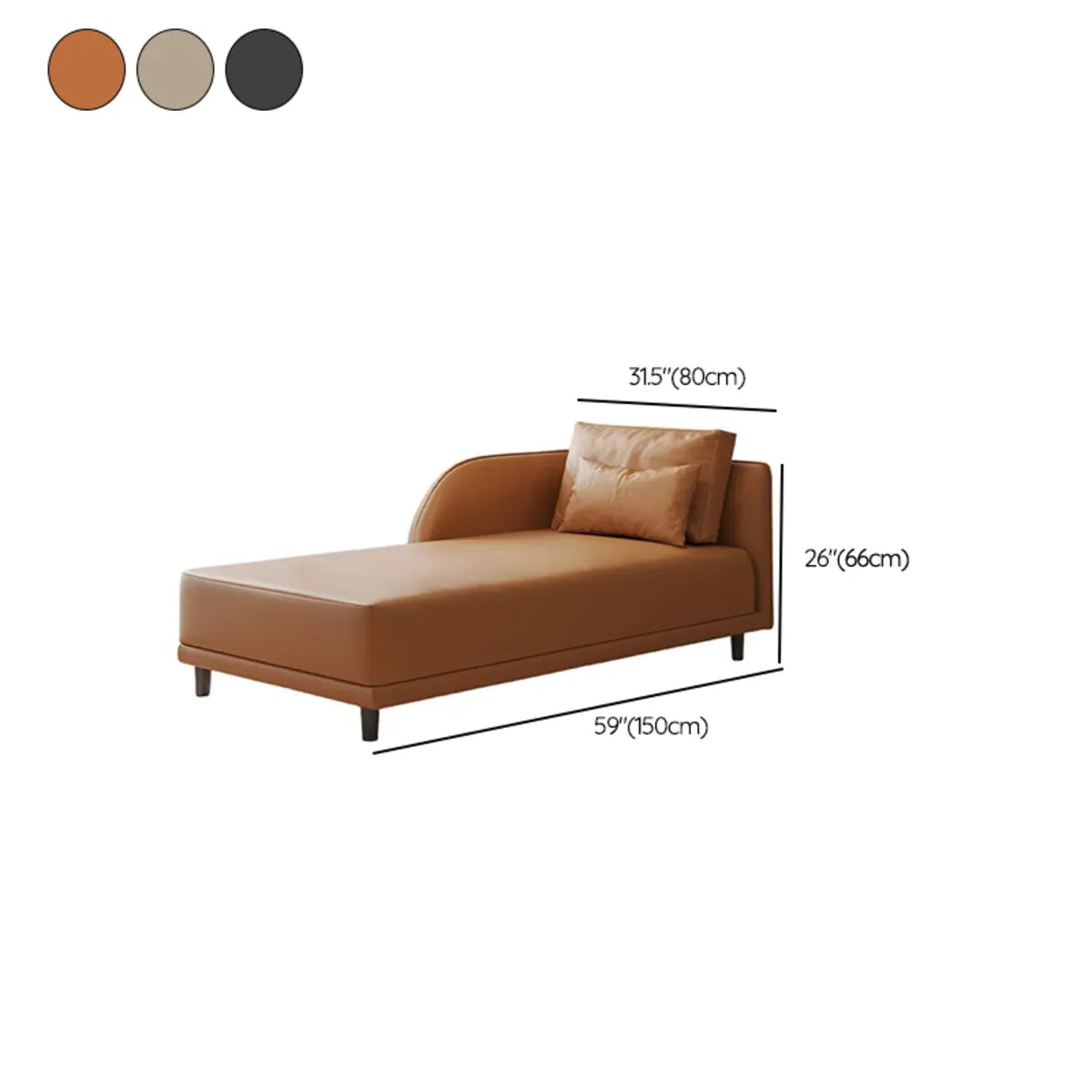 Beige Modern Fabric Reclining Chaise Lounge with Pillow 