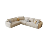 Beige Modular Chenille Recessed Arm Left Sofa Chaise Image - 5