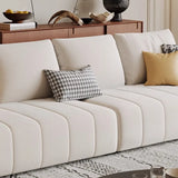 Beige Modular Chenille Recessed Arm Left Sofa Chaise Image - 8