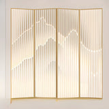 Beige Mountain Pattern Fabric Folding Privacy Room Divider Image - 11