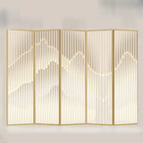 Beige Mountain Pattern Fabric Folding Privacy Room Divider Image - 3