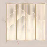 Beige Mountain Pattern Fabric Folding Privacy Room Divider Image - 8