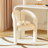 Beige Open Curved Velour Upholstered Dining Chairs Image - 1