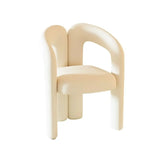 Beige Open Curved Velour Upholstered Dining Chairs Image - 10