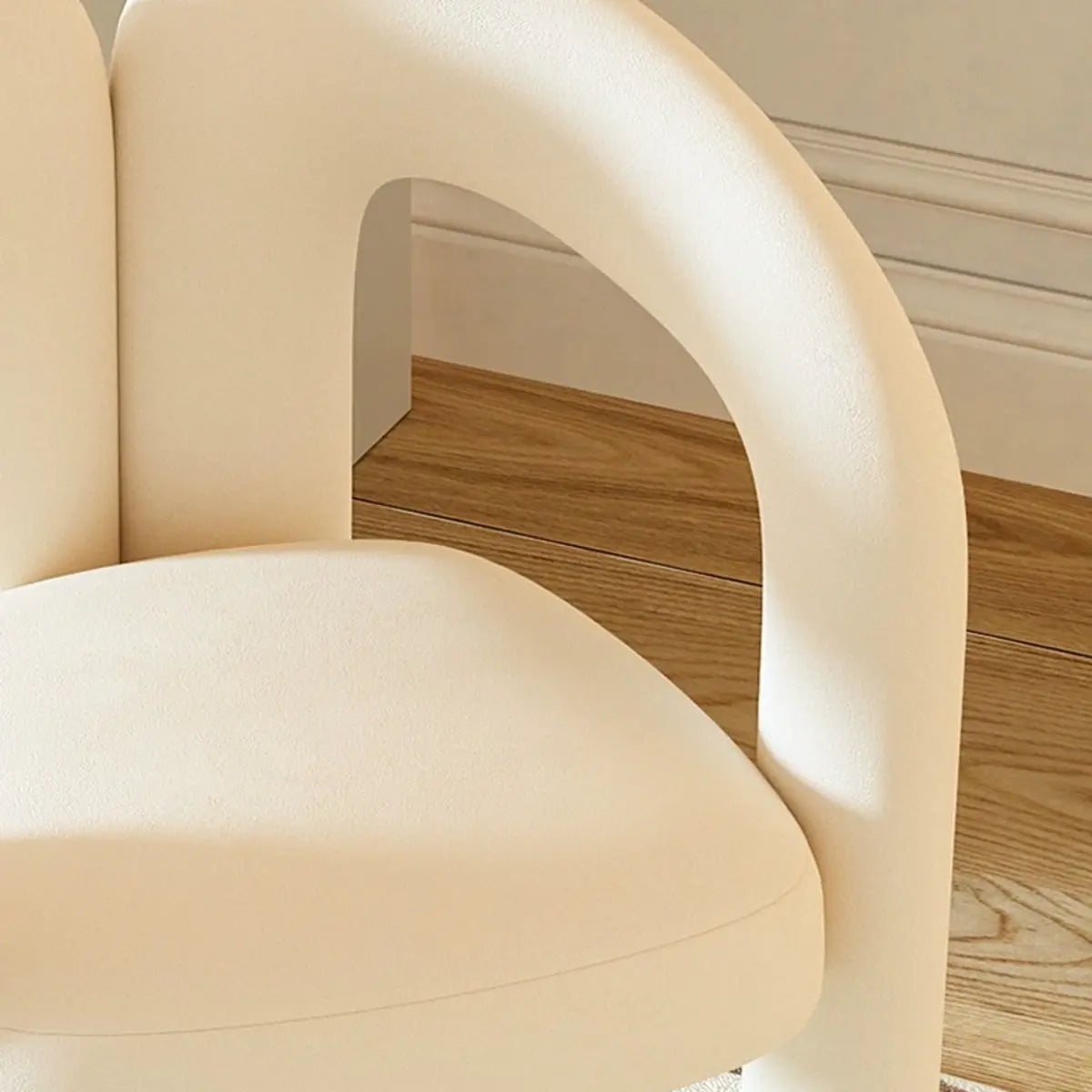 Beige Open Curved Velour Upholstered Dining Chairs Image - 12