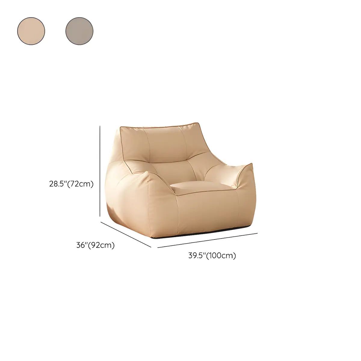 Beige Oversized Square Faux Leather Relaxation Bean Bag 