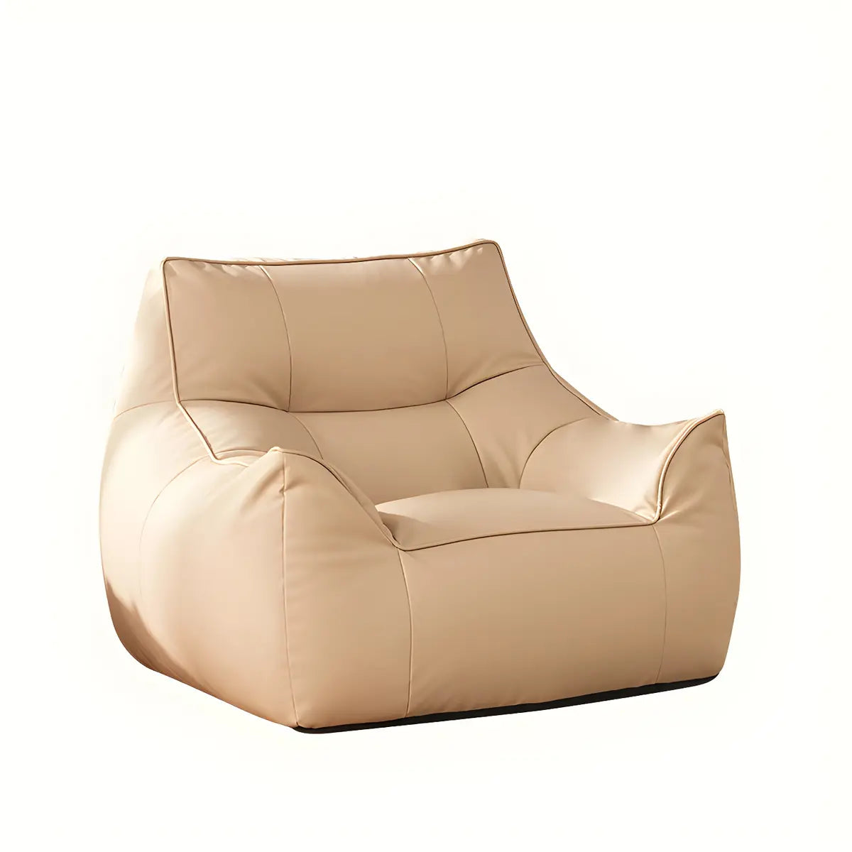 Beige Oversized Square Faux Leather Relaxation Bean Bag Image - 2