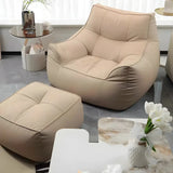 Beige Oversized Square Faux Leather Relaxation Bean Bag Image - 6