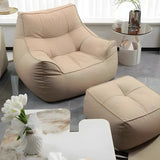 Beige Oversized Square Faux Leather Relaxation Bean Bag Image - 8