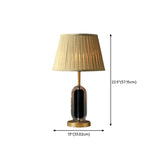 Beige Pleated Shade Crystal Base Geometric Table Lamp #size