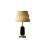 Beige Pleated Shade Crystal Base Geometric Table Lamp Image - 5