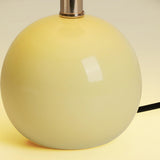 Beige Pleated Shade Globe Ceramic Bedside Table Lamp Image - 16