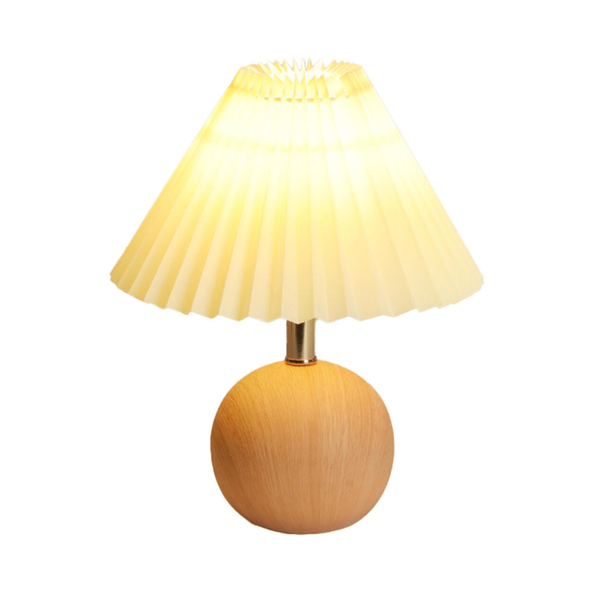 Beige Pleated Shade Globe Ceramic Bedside Table Lamp Image - 9