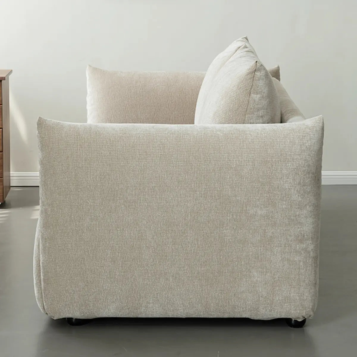 Beige Reclining Cloud Fabric Cushion Back Futon Sofa Image - 10