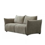 Beige Reclining Cloud Fabric Cushion Back Futon Sofa Image - 7