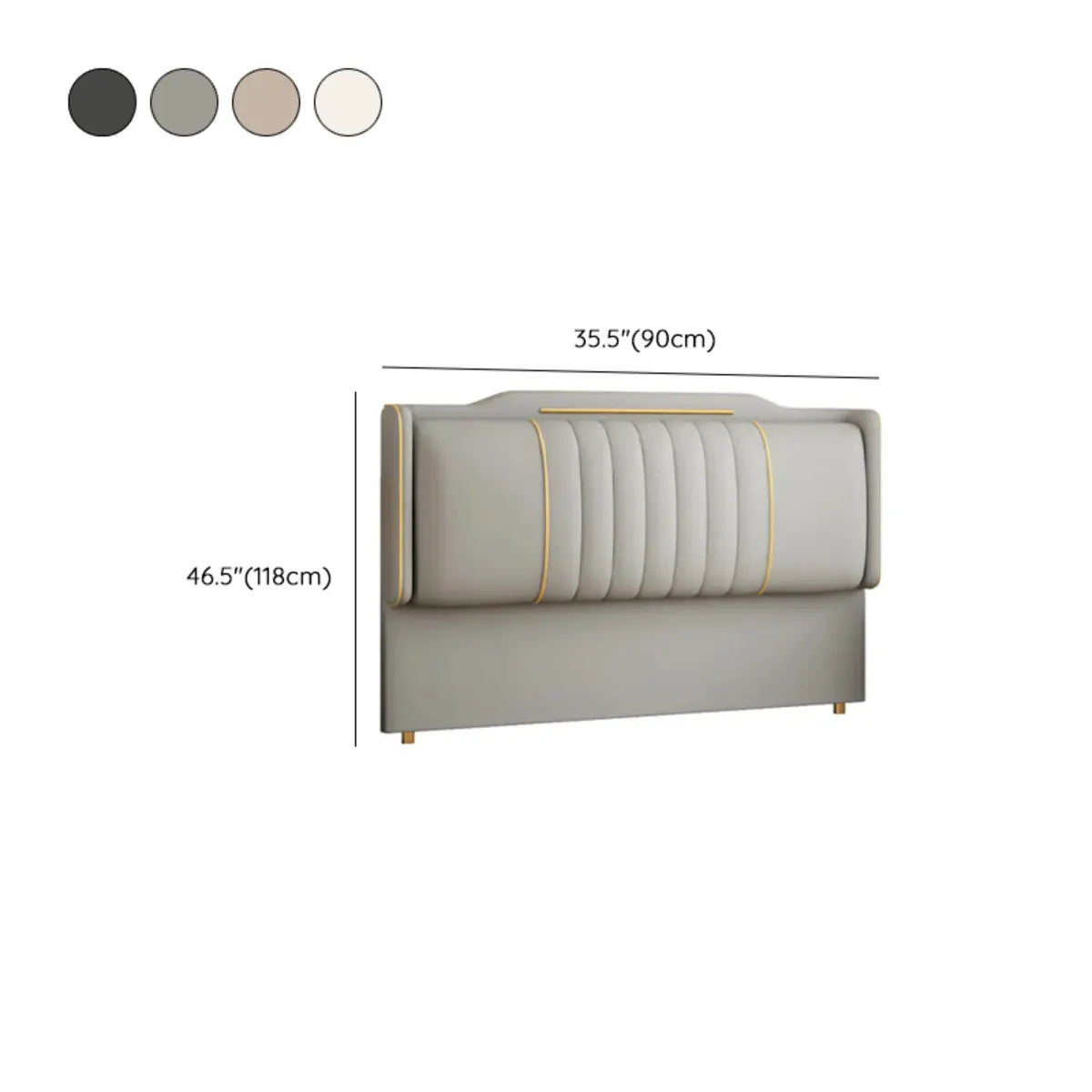 Beige Rectangle Upholstered Twin Headboard with Legs 