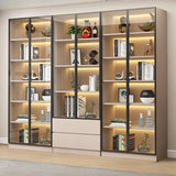 Beige Rectangular Glass Large Storage Display Cabinet Image - 13