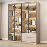 Beige Rectangular Glass Large Storage Display Cabinet Image - 15