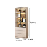 Beige Rectangular Glass Large Storage Display Cabinet Image - 21