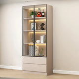 Beige Rectangular Glass Large Storage Display Cabinet Image - 6