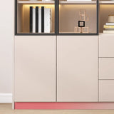 Beige Rectangular Glass Large Storage Display Cabinet Image - 8